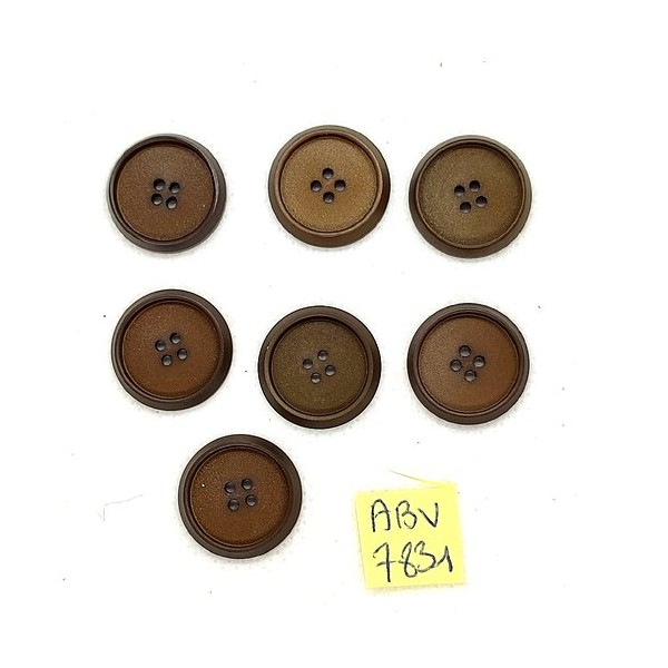 7 Boutons en résine marron - 18mm - ABV7831 - Photo n°1