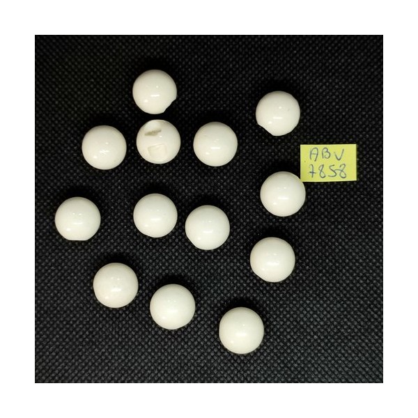 13 Boutons boule en résine blanc cassé - 14mm - ABV7858 - Photo n°1