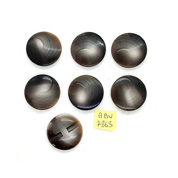 7 Boutons en résine gris / marron - 28mm - ABV7863 - Photo n°1