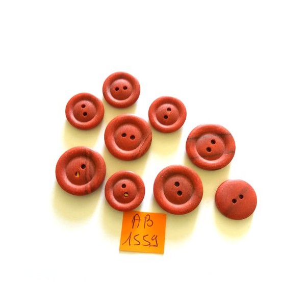 9 Boutons en résine rouge foncé - 22mm et 18mm - AB1559 - Photo n°1