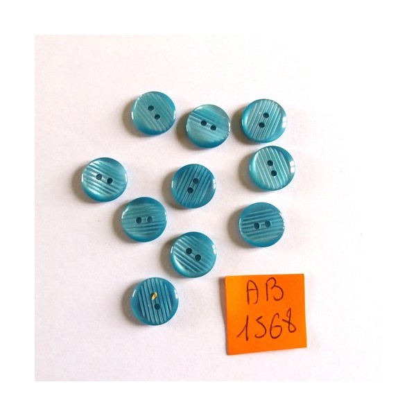 10 Boutons en résine bleu - 11mm - AB1568 - Photo n°1