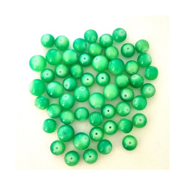 55 Perles en verre vert - 14mm et 12mm - Photo n°0
