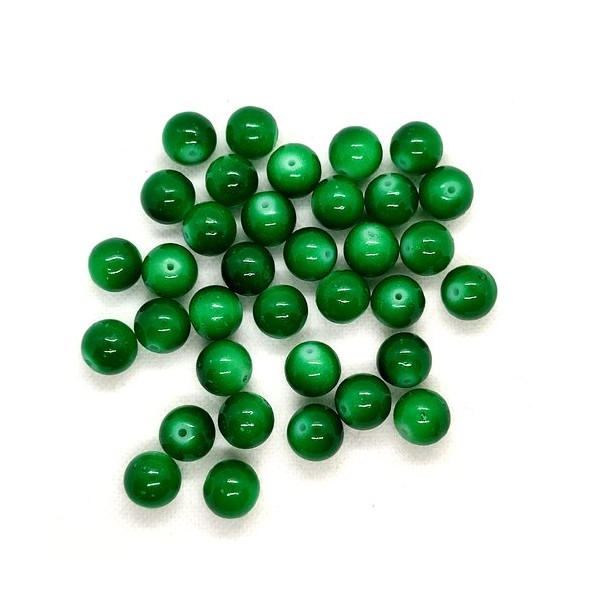 35 Perles en verre vert - 14mm - Photo n°1