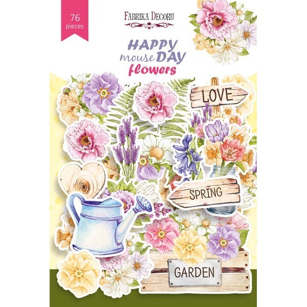 Die cuts formes décoratives scrapbooking Fabrika Décoru 76 pièces HAPPY MOUSE DAY FLOWERS - Photo n°1