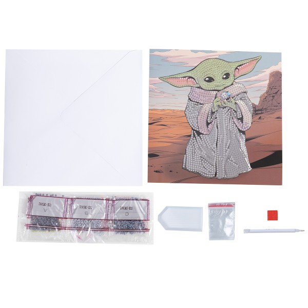 Kit Diamond Painting - Carte Star Wars Grogu - 18 x 18 cm - Photo n°3