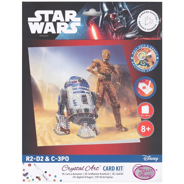 Kit Diamond Painting - Carte Star Wars R2D2 et C3PO - 18 x 18 cm - Photo n°1