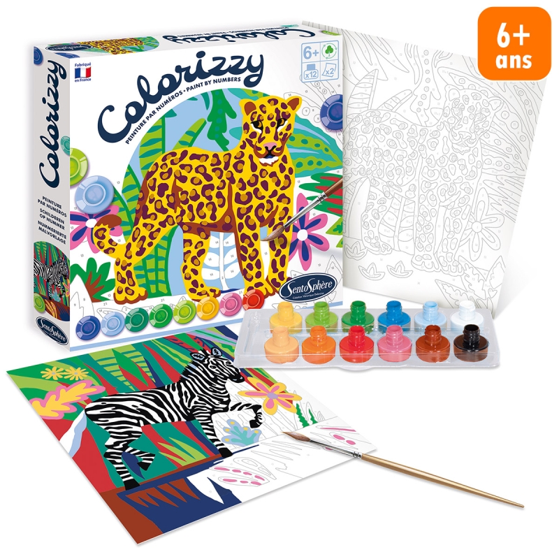 Kit créatif Colorizzy - Peinture par numéros - Zèbre et Léopard - Peinture  numéro - Creavea