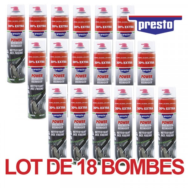 18 bombes de produit nettoyant pour freins - Voiture - Moto - Sans acétone - Presto - Photo n°1