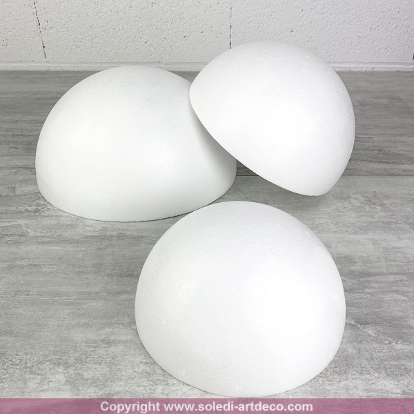 Lot de 3 demis-sphères en polystyrène, diamètre 30, 25, 20 cm, dôme intérieur creux, à customiser - Photo n°2