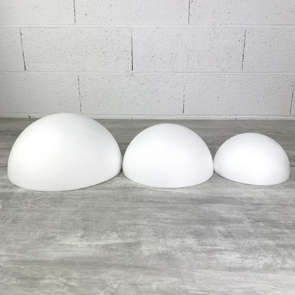 Lot de 3 demis-sphères en polystyrène, diamètre 30, 25, 20 cm, dôme intérieur creux, à customiser - Photo n°4