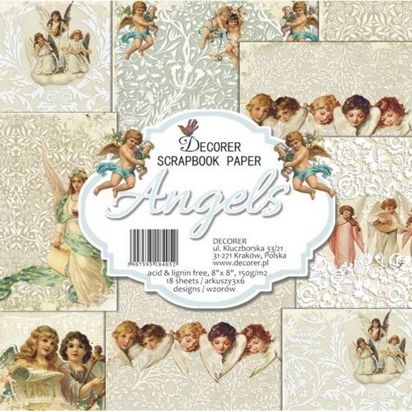 18 papiers scrapbooking fantaisies 20 x 20 cm DECORER ANGELS - Photo n°1