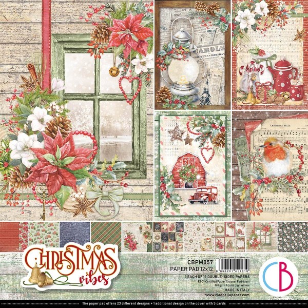 12 papiers scrapbooking 30,5 x 30,5 cm CIAO BELLA CHRISTMAS VIBES - Photo n°1