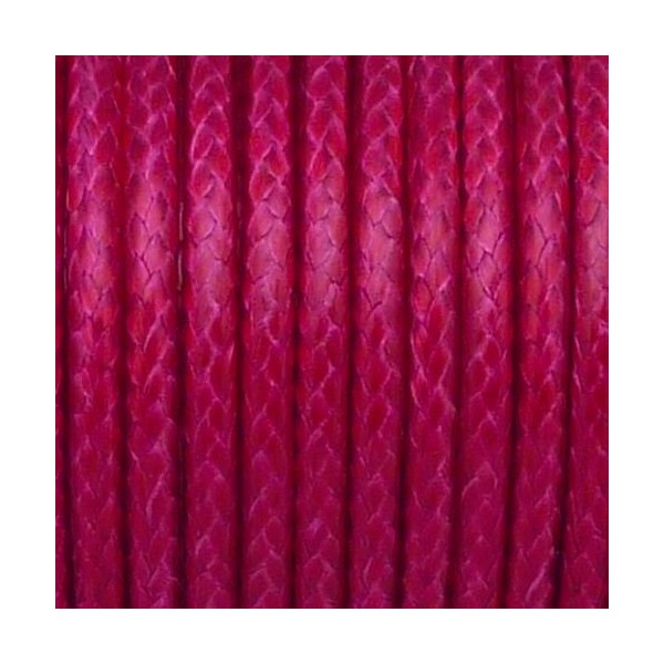 5m Cordon Polyester Enduit Souple Imitation Cuir Rose Fuchsia Framboise 2mm - Photo n°2