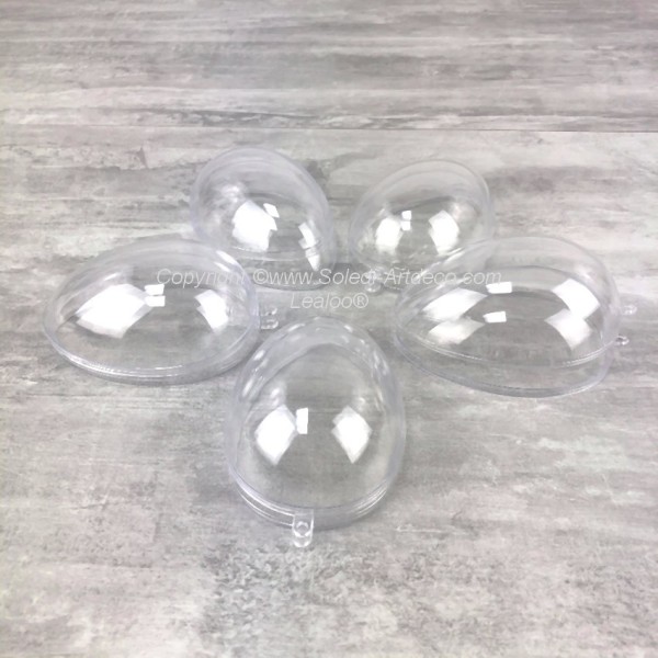Lot 5 Oeufs plastique cristal transparent séparable 10 cm, Contenants alimentaire sécable - Photo n°1