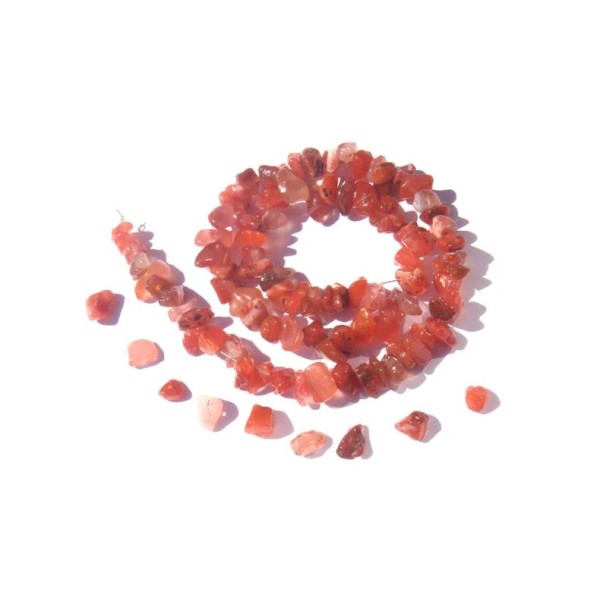 Agate Cornaline Rouge Lot 60 perles chips 7/9 MM de diamètre environ - Photo n°1