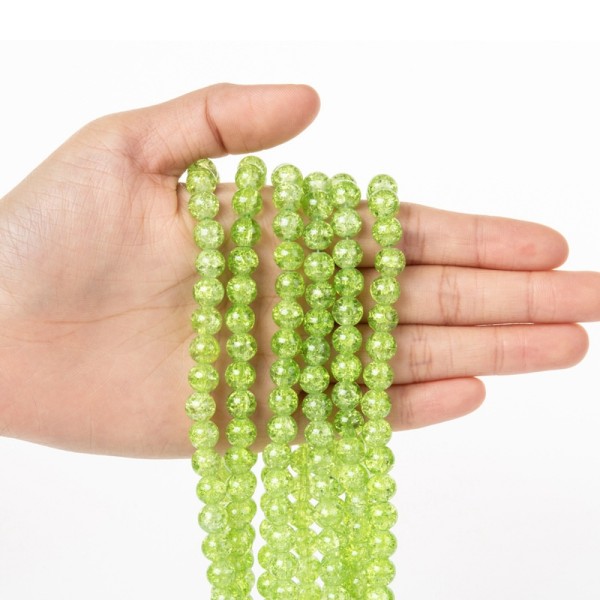 Perles en verre craquelé 10 mm vert clair x 10 - Photo n°2