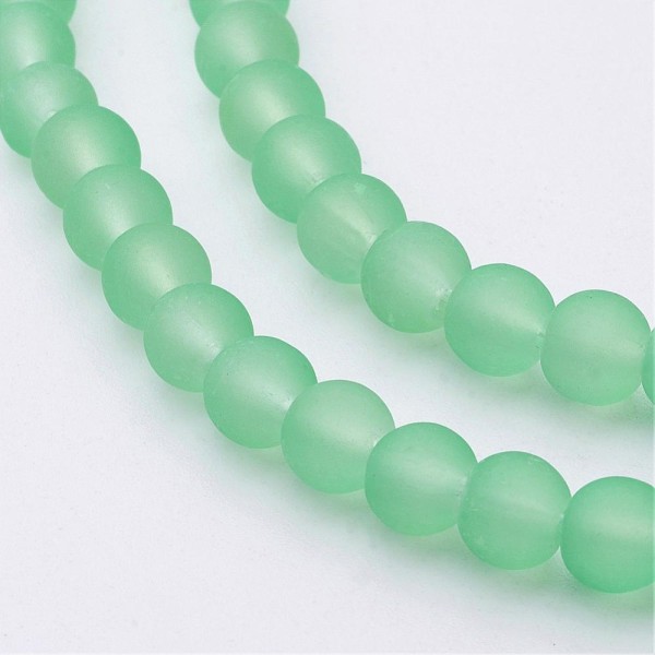 Perles en verre dépoli 8 mm vert pale x 20 - Photo n°0