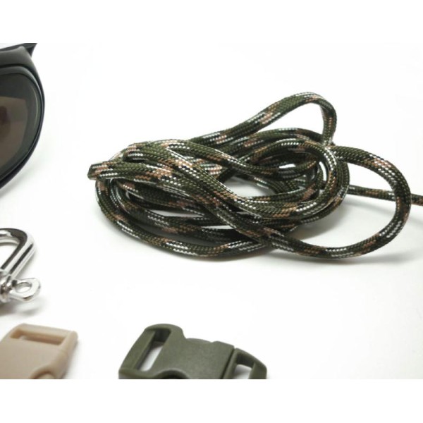 Paracorde 550 en 4 mm camouflage kaki marron sable blanc - bracelet survie, équipement - Au mètre - Photo n°1
