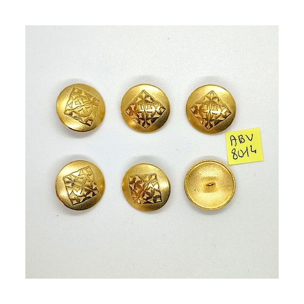6 Boutons en métal doré - 22mm - ABV8014 - Photo n°1