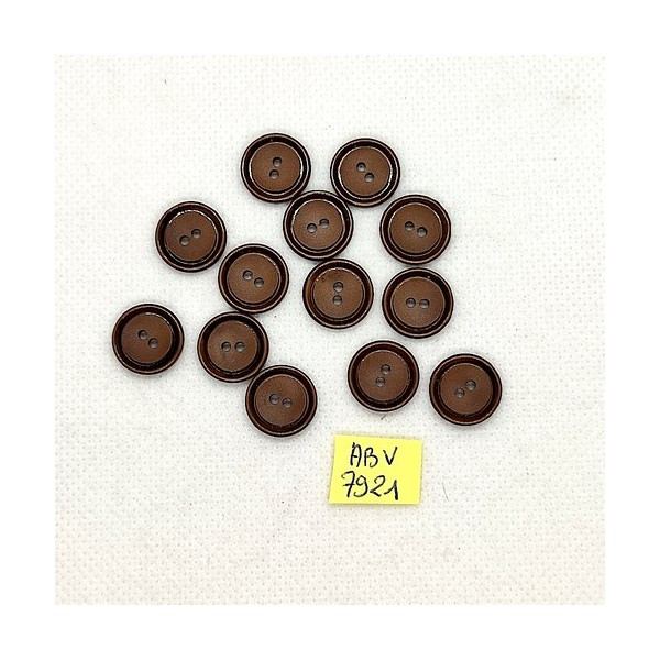 13 Boutons en résine marron - 13mm - ABV7921 - Photo n°1