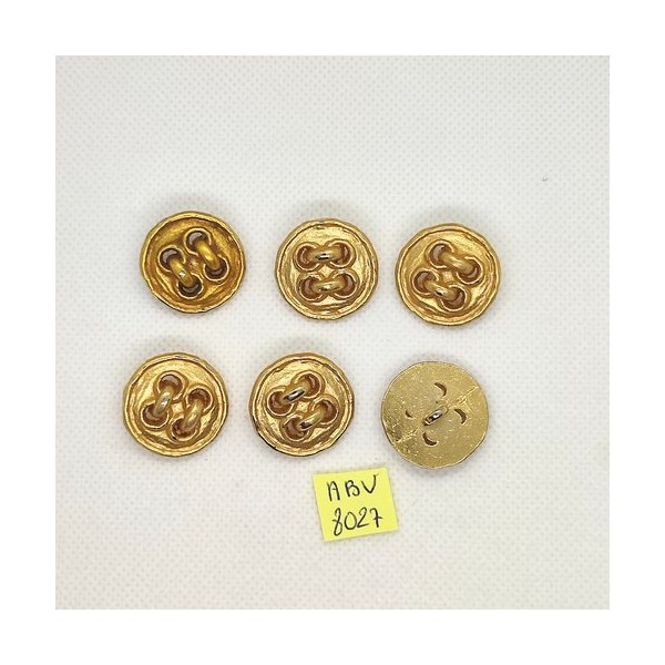 6 Boutons en métal doré - 23mm - ABV8027 - Photo n°1