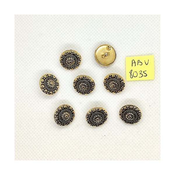 8 Boutons en résine doré - 14mm - ABV8035 - Photo n°1