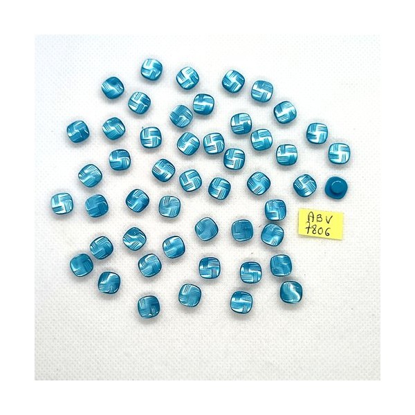 8 Boutons en résine bleu - 9x9mm - ABV7806 - Photo n°1