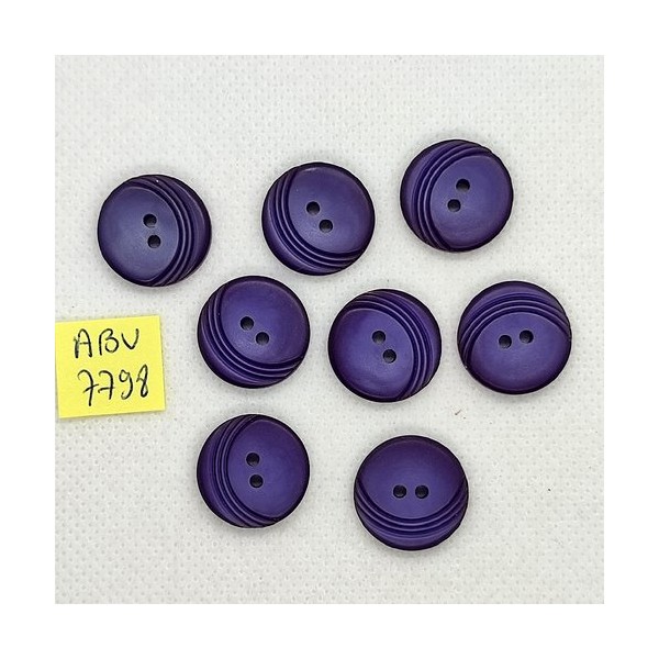 8 Boutons en résine violet - 17mm - ABV7798 - Photo n°1