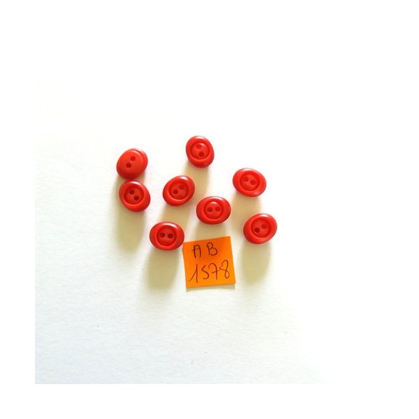 8 boutons en résine rouge - 9x12mm - AB1578 - Photo n°1