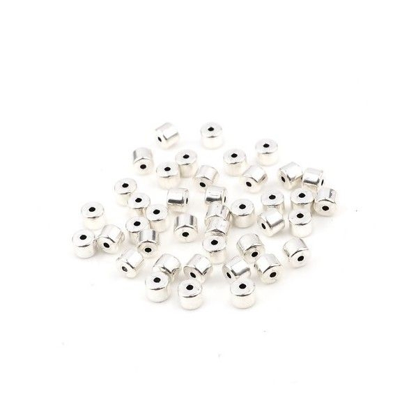 PS11706836 PAX 10 Perles Intercalaires - Rondelle 5 par 4 mm - métal coloris Argent Vif - Photo n°1