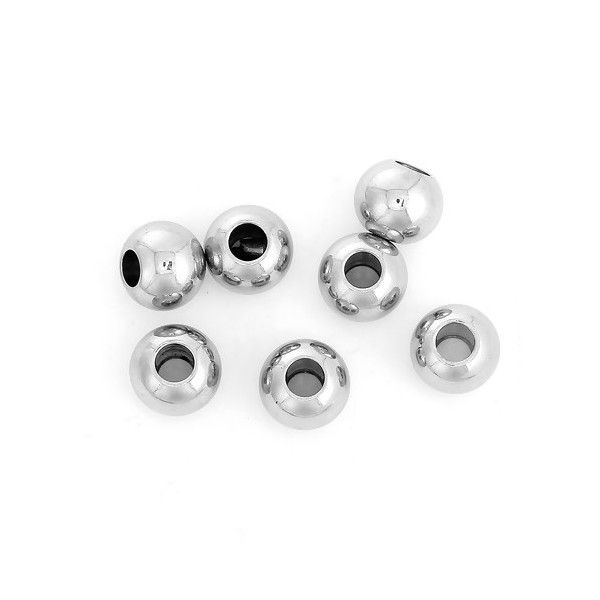 PS110084306 PAX 5 Perles intercalaires Rondes 8 mm en Acier Inoxydable pour bijoux - Photo n°1