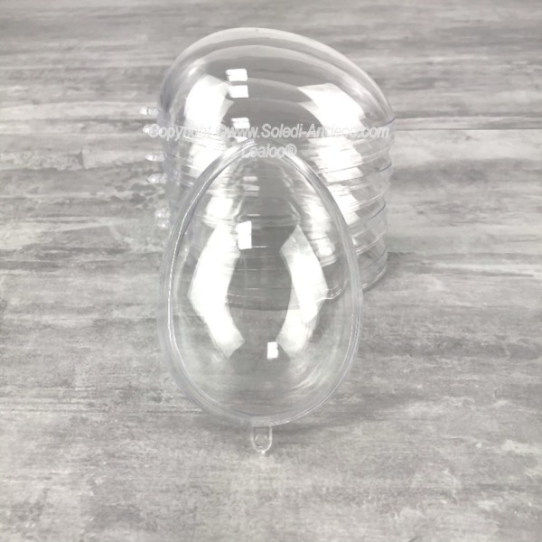Lot 5 Oeufs plastique cristal transparent séparable 14 cm, Contenants alimentaire sécable - Photo n°3