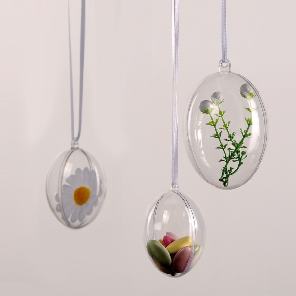 Lot 5 Oeufs plastique cristal transparent séparable 14 cm, Contenants alimentaire sécable - Photo n°4