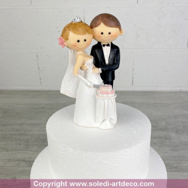 Couple de mariés en résine BD, hauteur 14,5 cm, figurines moderne pièce montée, gâteau de mariage - Photo n°2