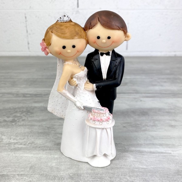 Couple de mariés en résine BD, hauteur 14,5 cm, figurines moderne pièce montée, gâteau de mariage - Photo n°1