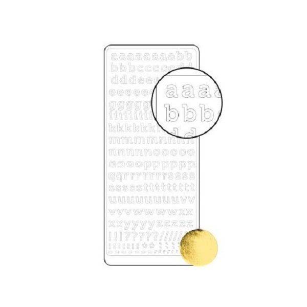 Planche de stickers peel off doré alphabet minuscules - Photo n°1