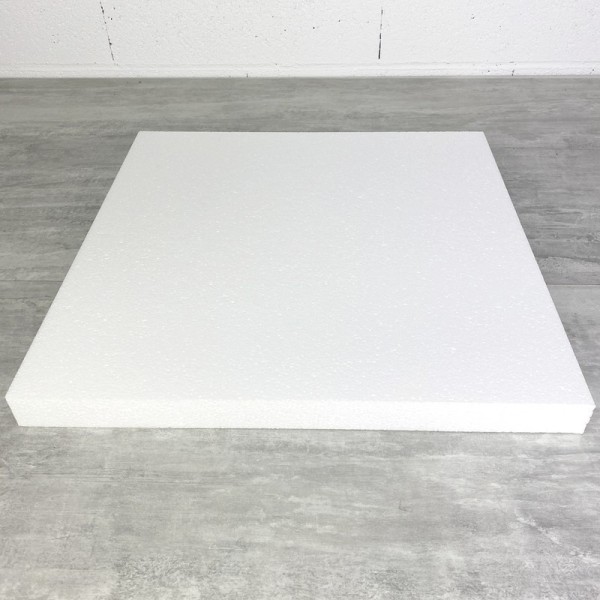 Socle Carré en polystyrène, 50x50 cm, haut. 4 cm, Dummy support Pavé en Styropor blanc densité pro - Photo n°1