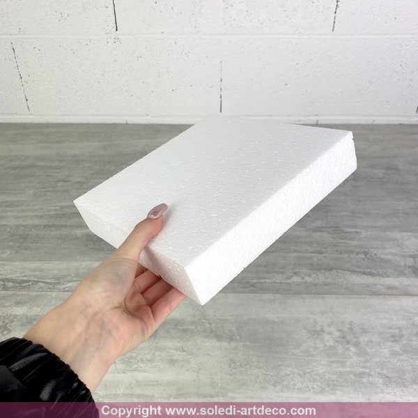 Socle Carré en polystyrène, 20x20 cm, haut. 4 cm, Dummy support Pavé en Styropor blanc densité pro - Photo n°2
