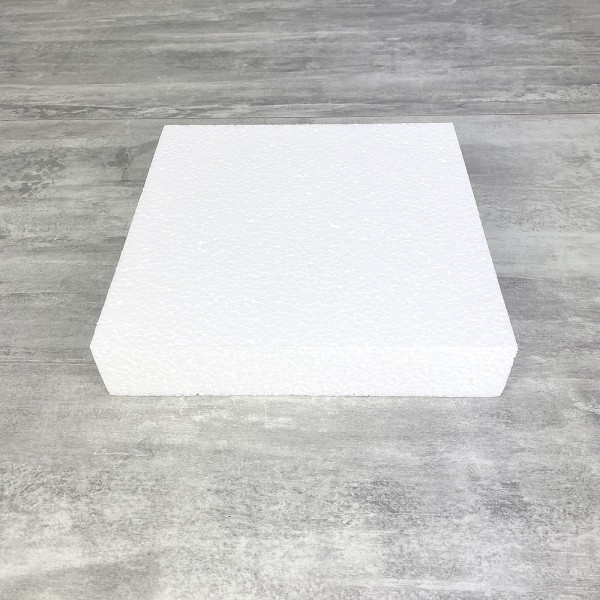 Socle Carré en polystyrène, 20x20 cm, haut. 4 cm, Dummy support Pavé en Styropor blanc densité pro - Photo n°1