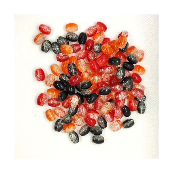 50 Perles en verre craquelé ovale - multicolore - 10x14mm - Photo n°1