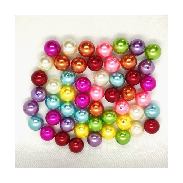 52 Perles en résine - multicolore - 18mm - Photo n°1
