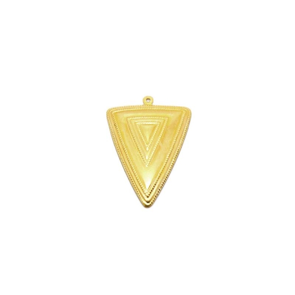 Pendentif triangle doré en laiton brut - 40 x 28 mm - Photo n°1