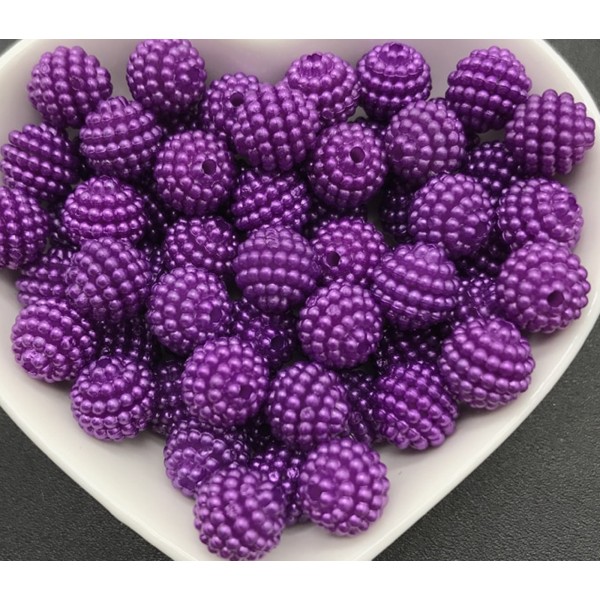 LOT 20 PERLES ACRYLIQUES : boules micro-perles violettes 9mm - Photo n°0