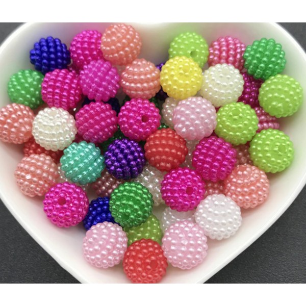 LOT 20 PERLES ACRYLIQUES : boules micro-perles multicolores 9mm  (02) - Photo n°1