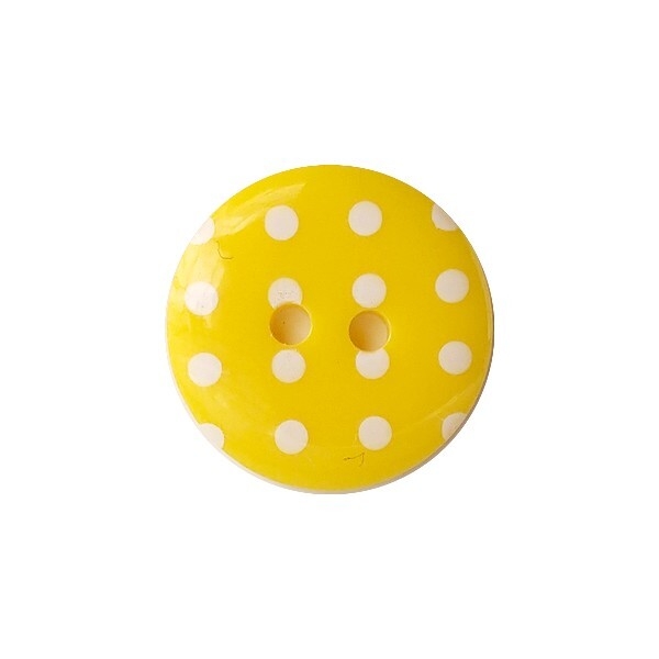 6 boutons ronds à pois en résine 1.8 cm couture décoration scrapbooking JAUNE - Photo n°1