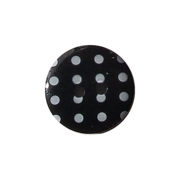 6 boutons ronds à pois en résine 1.8 cm couture décoration scrapbooking NOIR - Photo n°1