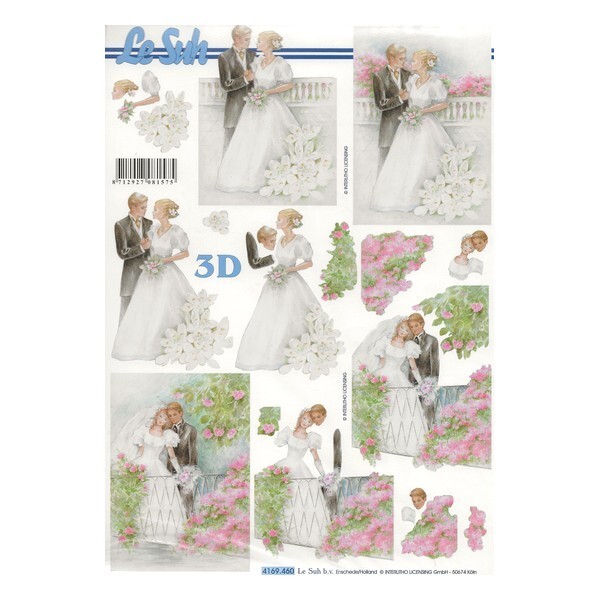 Feuille 3D motifs à découper collage carte 3D A4 MARIAGE MARIE 460 - Photo n°1