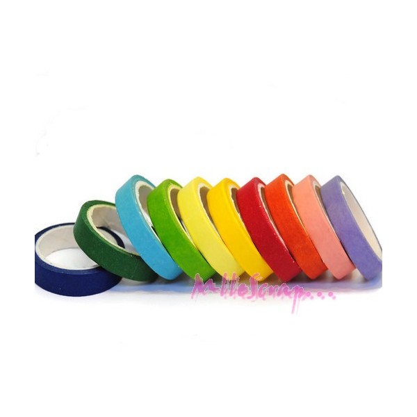Masking tape multicolore papier autocollant - 10 pièces - Photo n°1