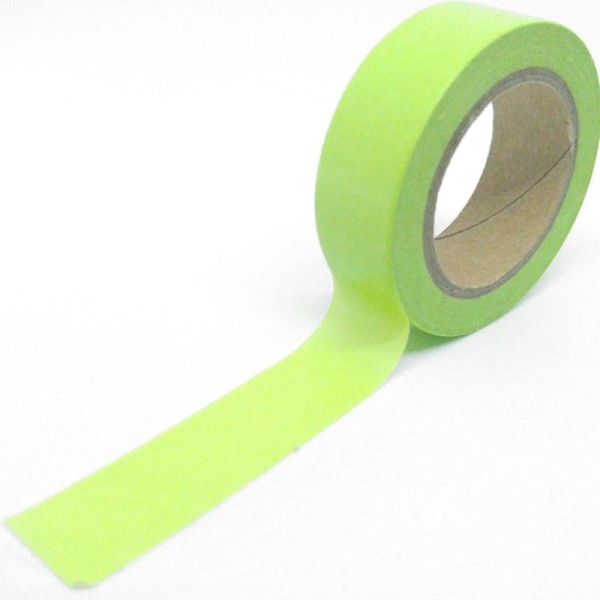 Washi tape uni 10mx15mm vert pomme - Photo n°1