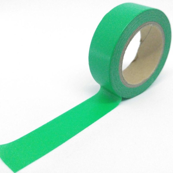 Washi tape uni 10mx15mm vert intense - Photo n°1